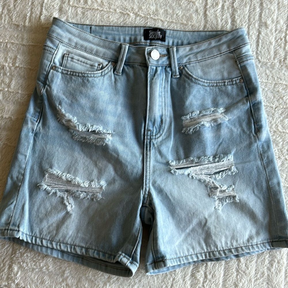 Simple society‎ Distressed Destroyed Jeans shorts size 7/28